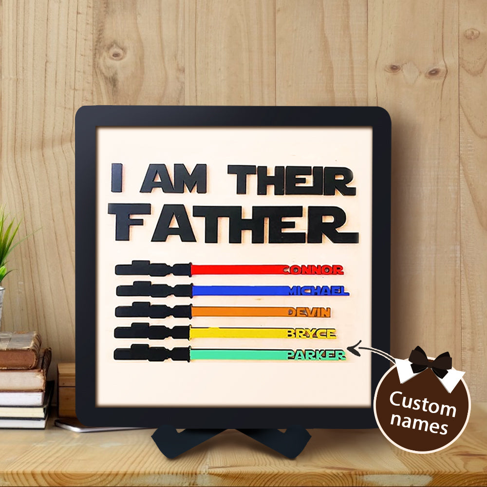 Personalized Light Saber I Am Their Father Wooden Sign Father's Day Gifts - soufeelau
