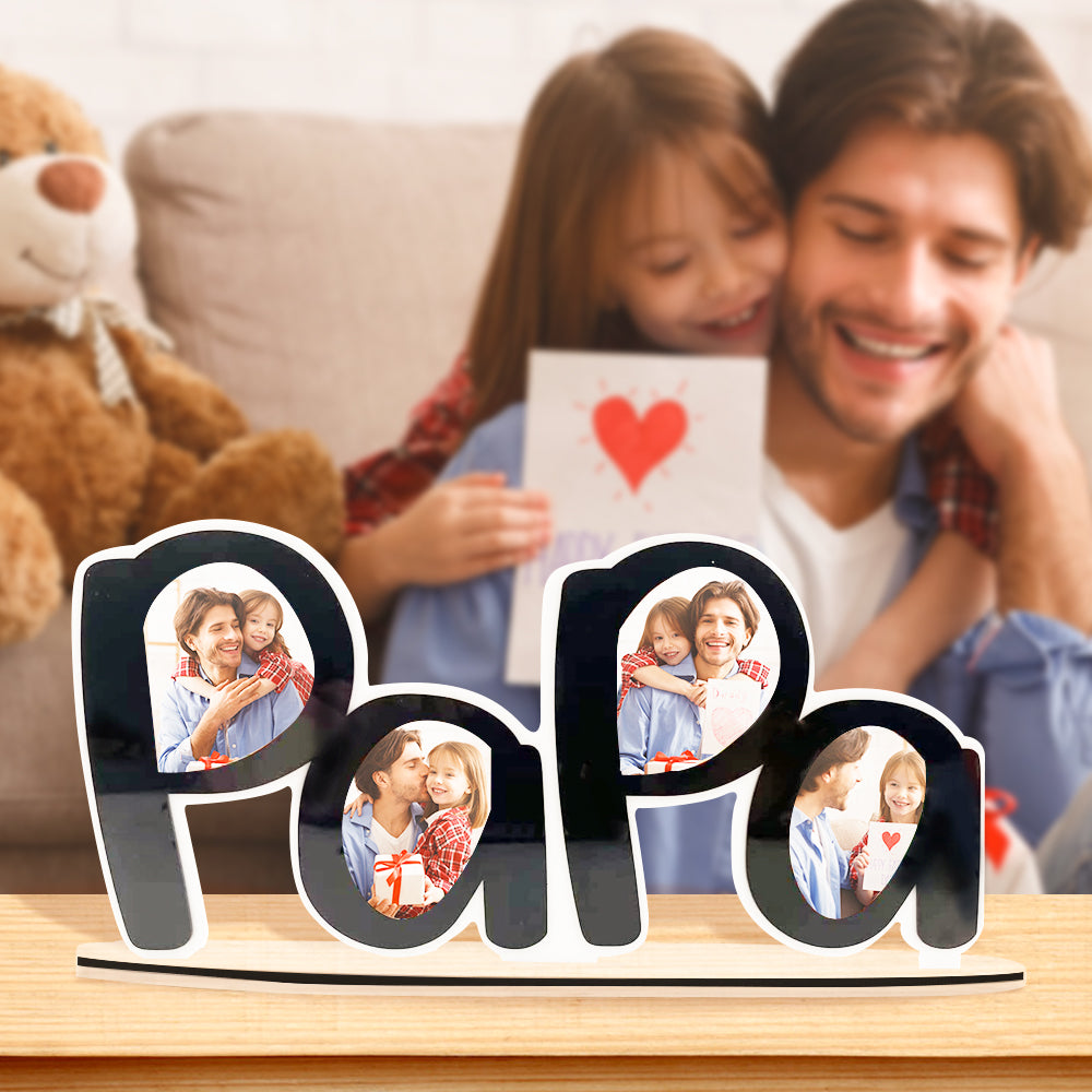 Custom Photo Frame Papa Photo Acrylic Decoration Art Ornament Father's Day Gift for Him - soufeelau