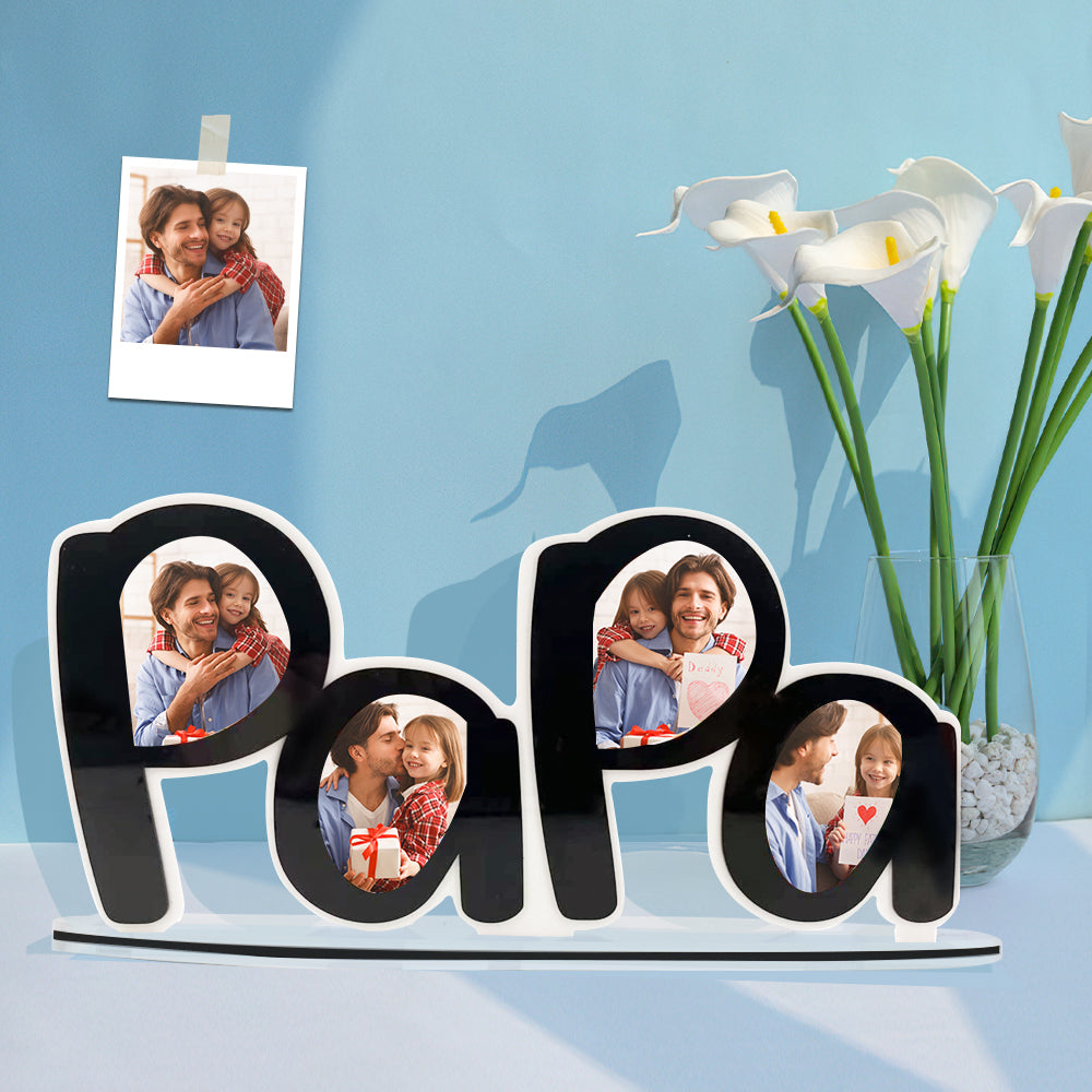 Custom Photo Frame Papa Photo Acrylic Decoration Art Ornament Father's Day Gift for Him - soufeelau