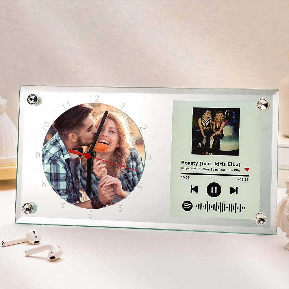 Custom Spotify Code Photo Clock Decorative Plaque Creative Gift for Lover - soufeelau