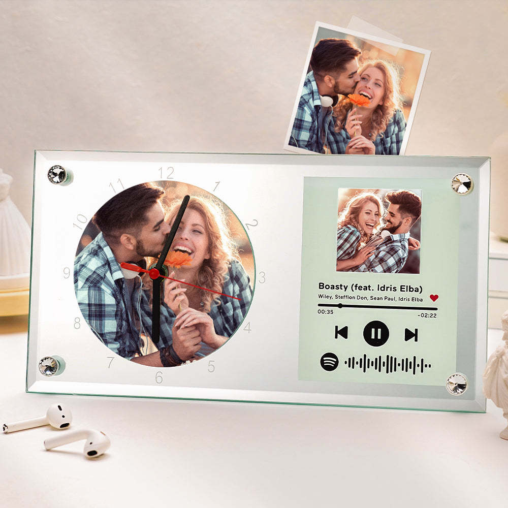 Custom Spotify Code Photo Clock Decorative Plaque Creative Gift for Lover - soufeelau