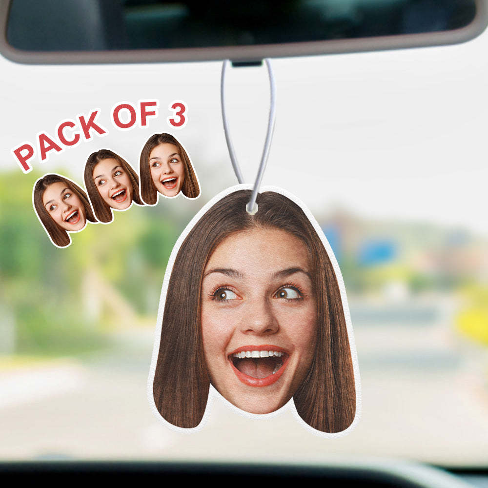 Custom Face Car Air Freshener Rearview Mirror Ornament 3PCS Funny Air Freshener Gifts - soufeelau