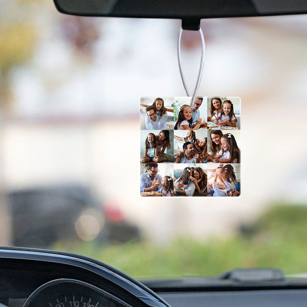Custom Car Air Fresheners Collage Photo Rearview Mirror Ornament Air Freshener Gift for Men Women Friend - soufeelau