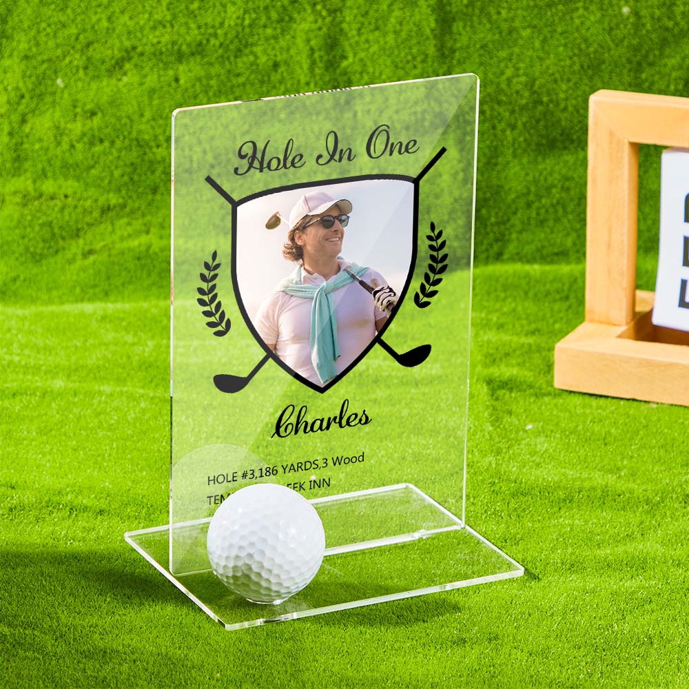 Personalized Photo Acrylic Golf Plaque Custom Golf Ball Display Award Trophy Gifts for Golf Lover - soufeelau