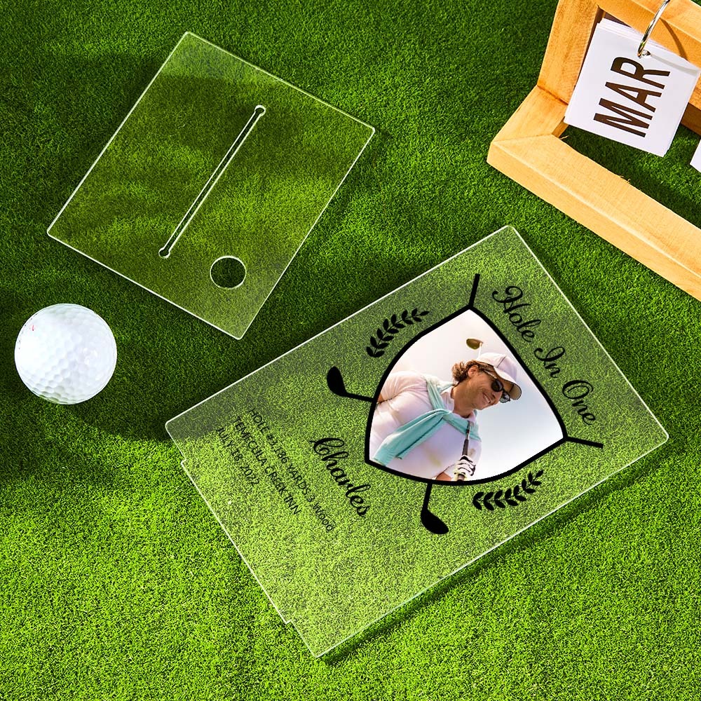 Personalized Photo Acrylic Golf Plaque Custom Golf Ball Display Award Trophy Gifts for Golf Lover - soufeelau