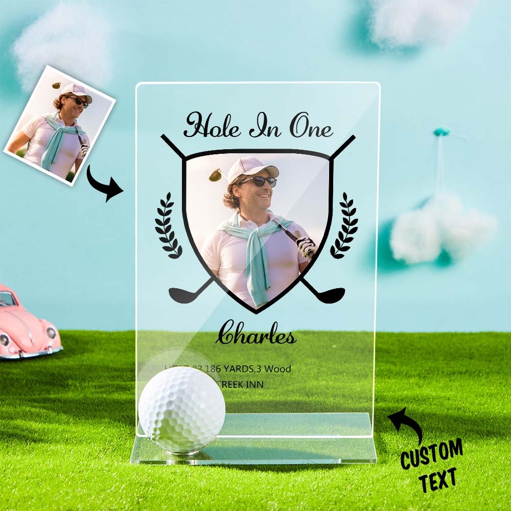 Personalized Photo Acrylic Golf Plaque Custom Golf Ball Display Award Trophy Gifts for Golf Lover - soufeelau