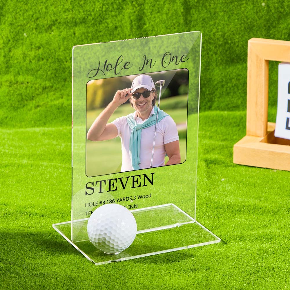 Personalized Photo Acrylic Golf Plaque Custom Golf Ball Display Hole in One Plaque Gifts for Golf Lover - soufeelau