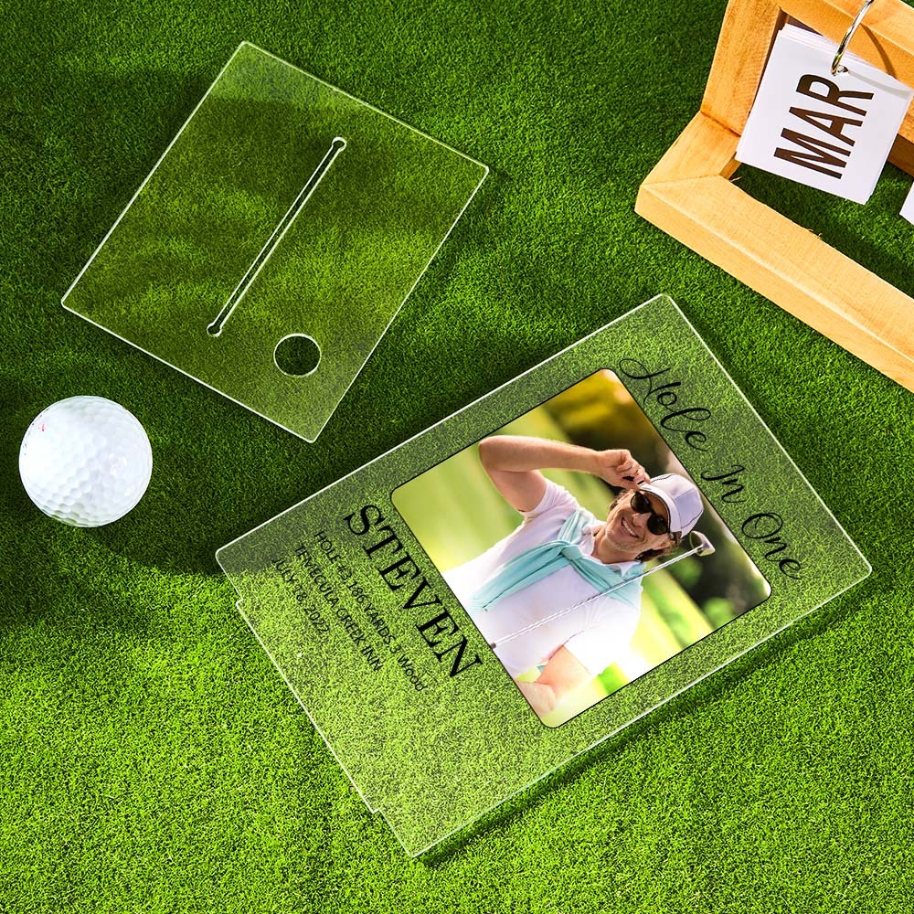 Personalized Photo Acrylic Golf Plaque Custom Golf Ball Display Hole in One Plaque Gifts for Golf Lover - soufeelau