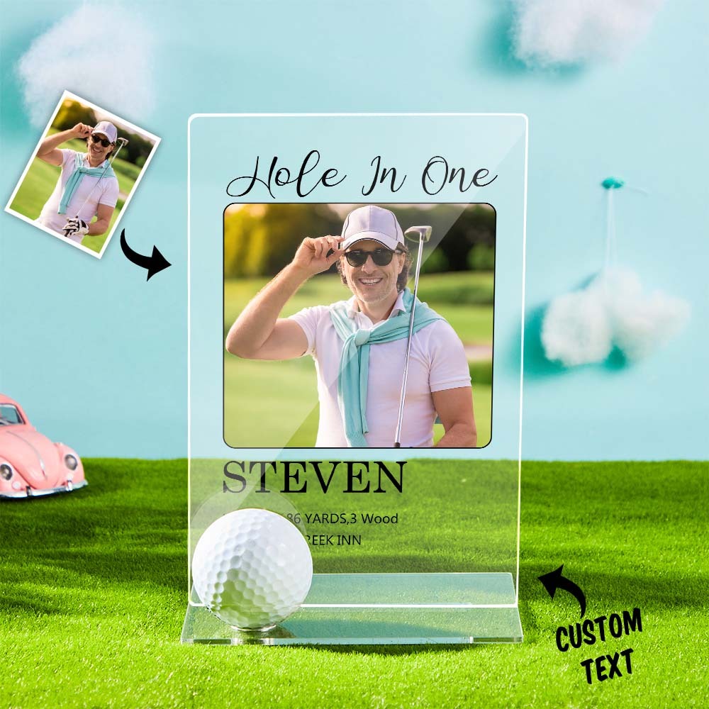 Personalized Photo Acrylic Golf Plaque Custom Golf Ball Display Hole in One Plaque Gifts for Golf Lover - soufeelau