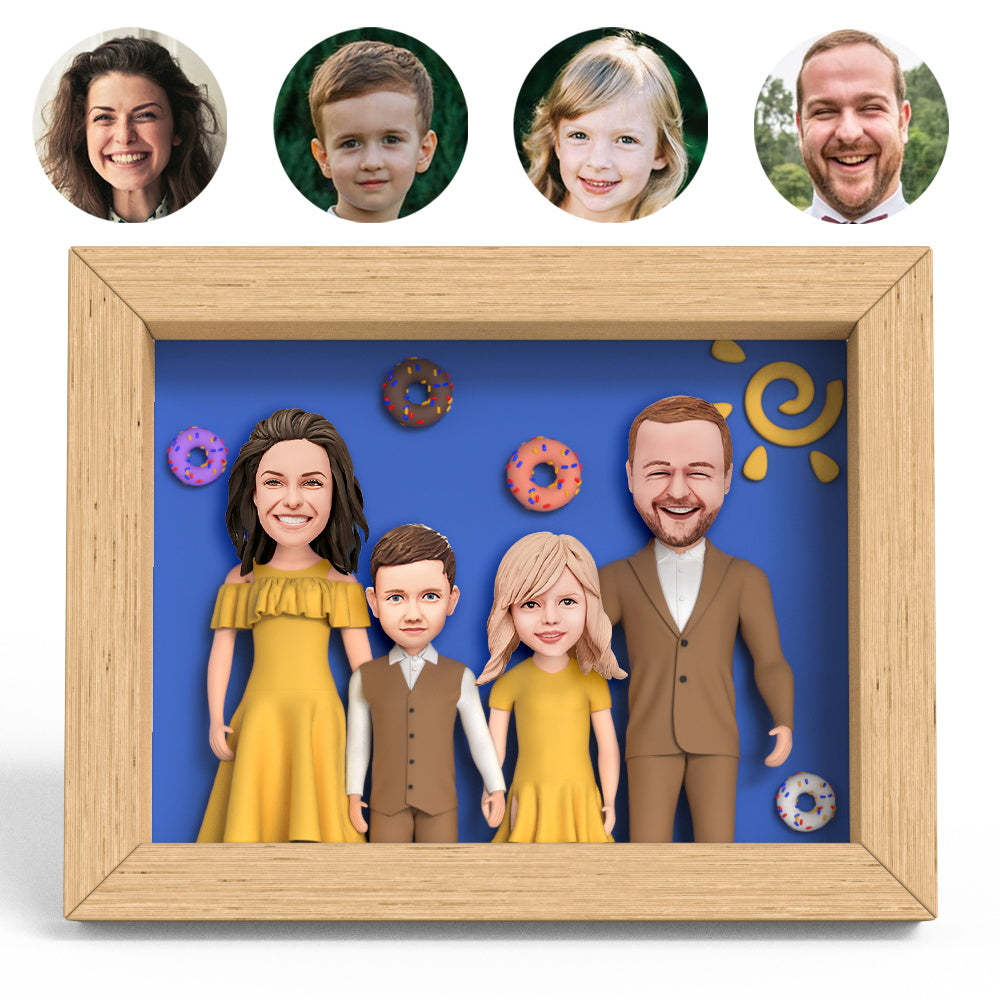 Commemorate Gift Family of Four Clay Figure Frame Gifts - soufeelau