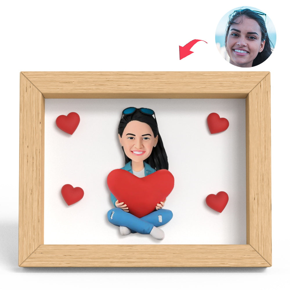 Anniversary Gift Heart Women Clay Figure Frame Gifts - soufeelau