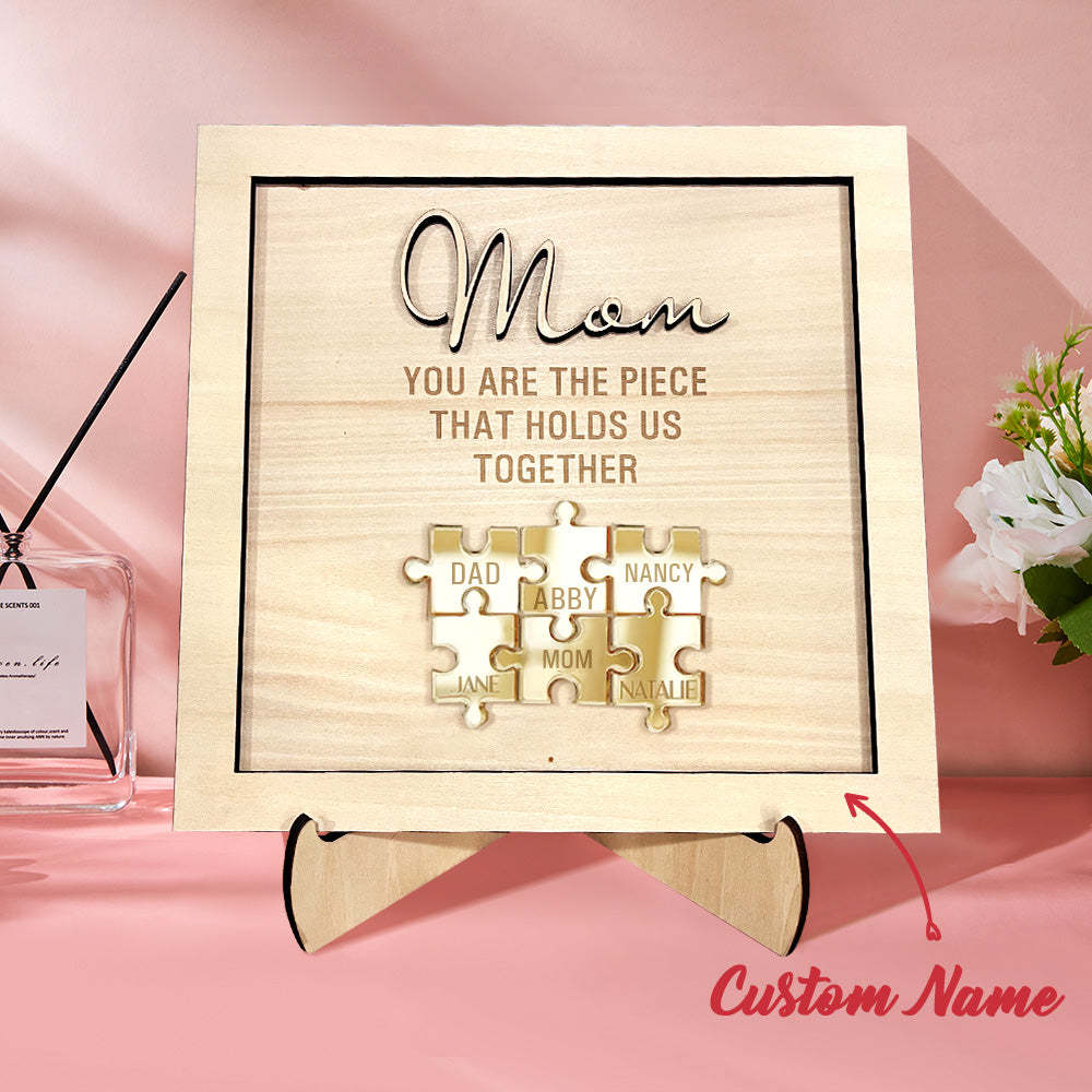 You Are the Piece That Holds Us Together Personalized Mom Puzzle Plaque Mother's Day Gift - soufeelau
