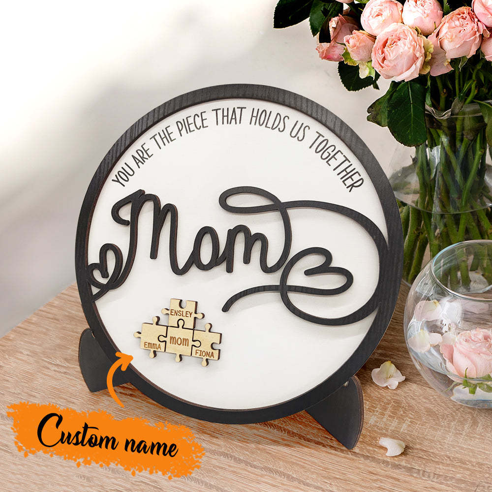 Personalized Mom Round Puzzle Plaque You Are the Piece That Holds Us Together Mother's Day Gift - soufeelau