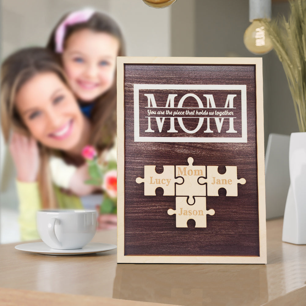 Personalized Mom Puzzle Plaque You Are the Piece That Holds Us Together Gifts for Mom - soufeelau