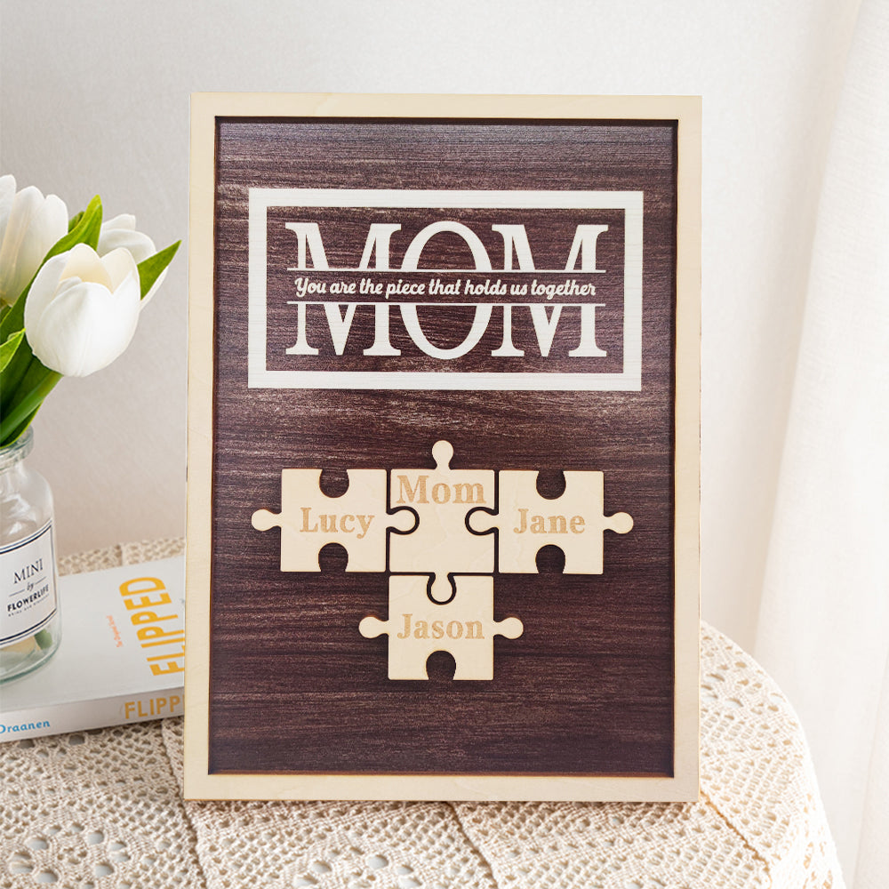 Personalized Mom Puzzle Plaque You Are the Piece That Holds Us Together Gifts for Mom - soufeelau