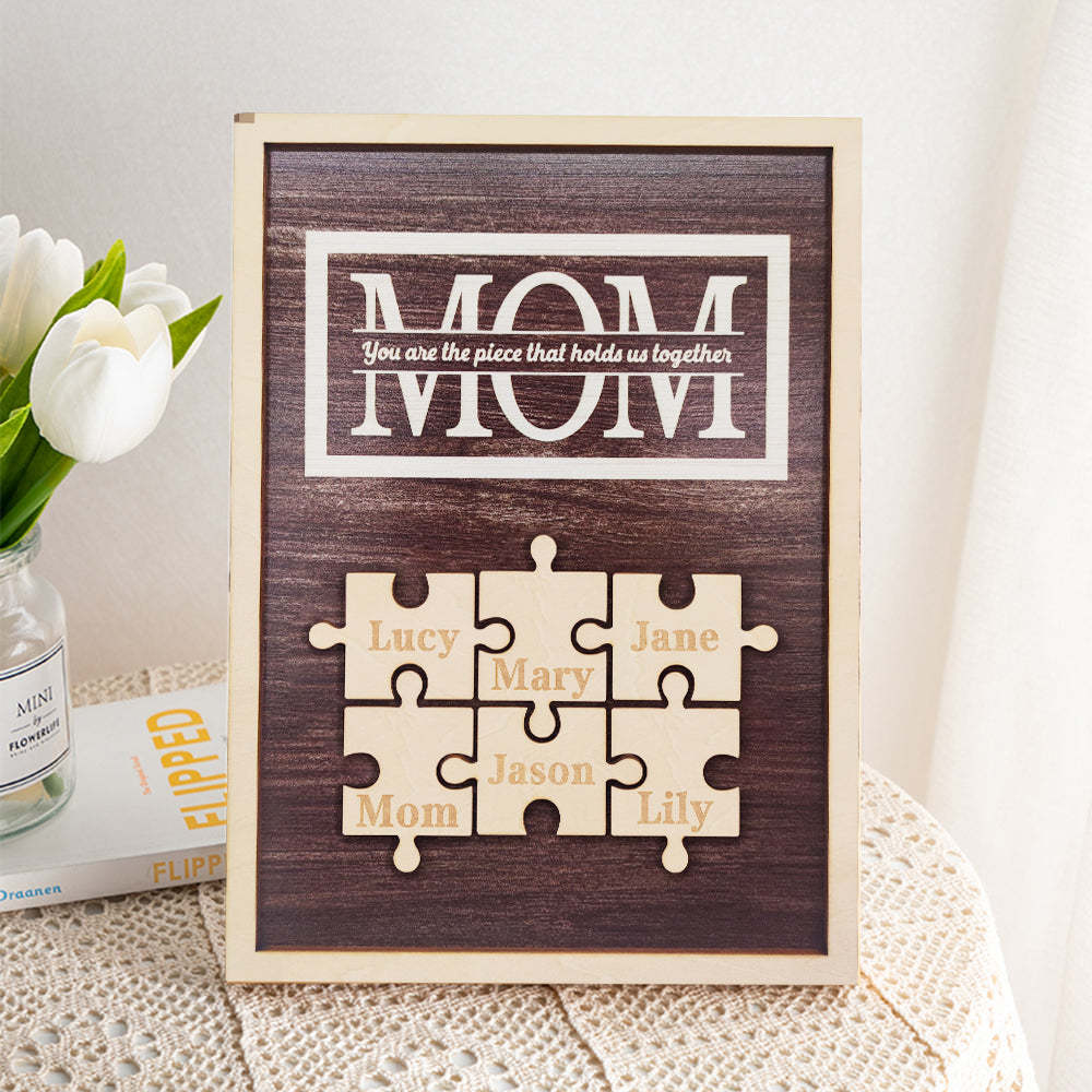 Personalized Mom Puzzle Plaque You Are the Piece That Holds Us Together Gifts for Mom - soufeelau