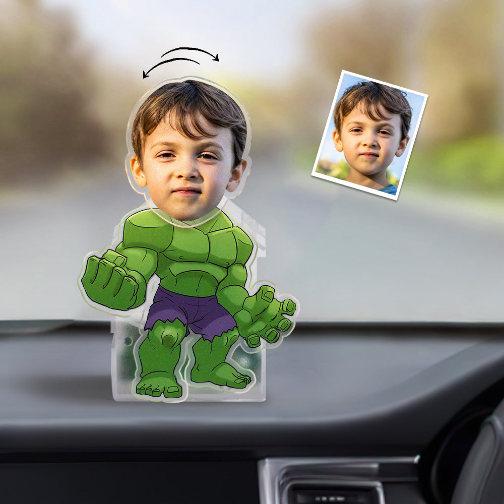 Custom Face Shaking Head Ornament Personalized Hulk Car Dashboard Decoration Home Desktop Ornament - soufeelau