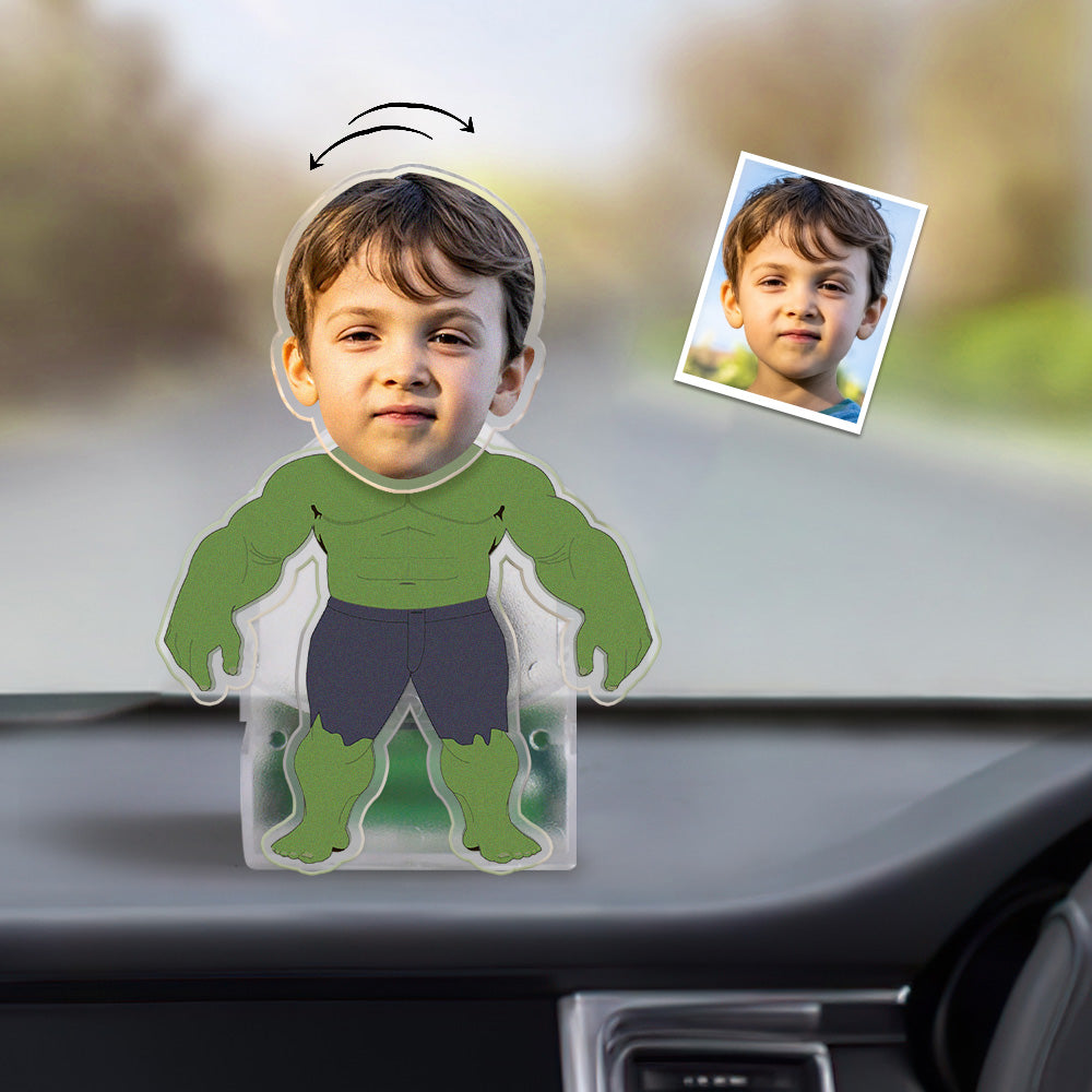 Custom Photo Shaking Head Ornament Personalized Hulk Car Dashboard Decoration Home Desktop Ornament - soufeelau