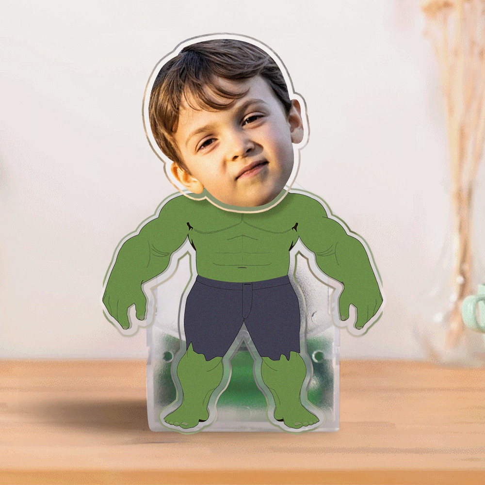 Custom Photo Shaking Head Ornament Personalized Hulk Car Dashboard Decoration Home Desktop Ornament - soufeelau
