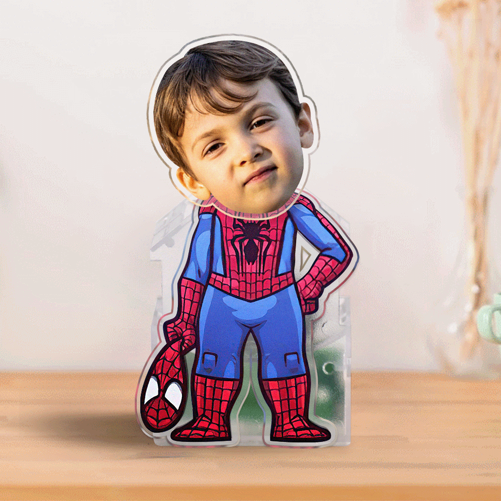 Custom Face Spider Man Shaking Head Ornament Personalized Car Dashboard Decoration Home Desktop Ornament - soufeelau