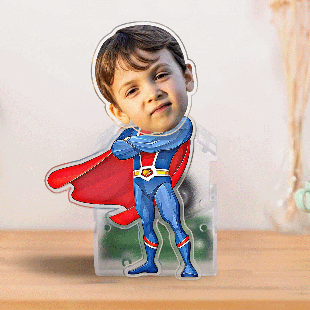 Custom Face Superhero Shaking Head Ornament Personalized Car Dashboard Decoration Home Desktop Ornament - soufeelau