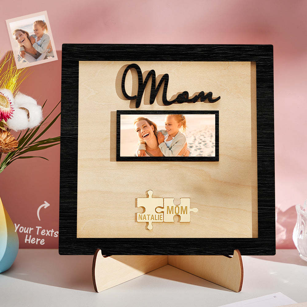 Custom Photo Engraved Ornament Mother's Day Puzzle Wooden Commemorate Gifts - soufeelau