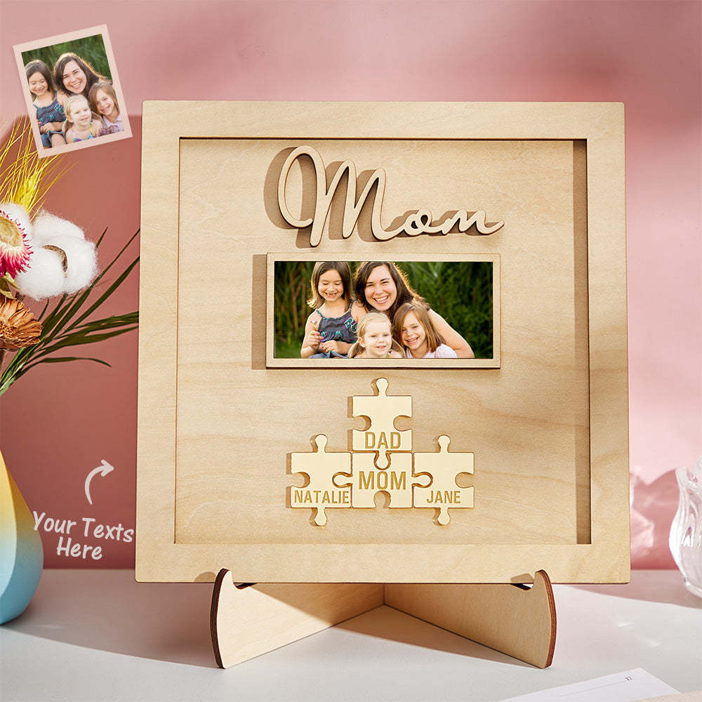 Custom Photo Engraved Ornament Mother's Day Puzzle Wooden Commemorate Gifts - soufeelau