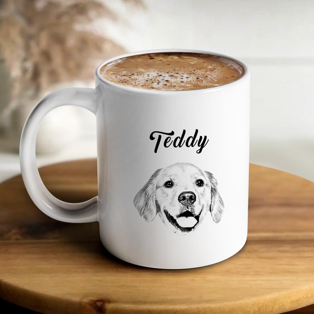 Personalized Dog Face Portrait Mugs Custom Pet Name Mug - soufeelau