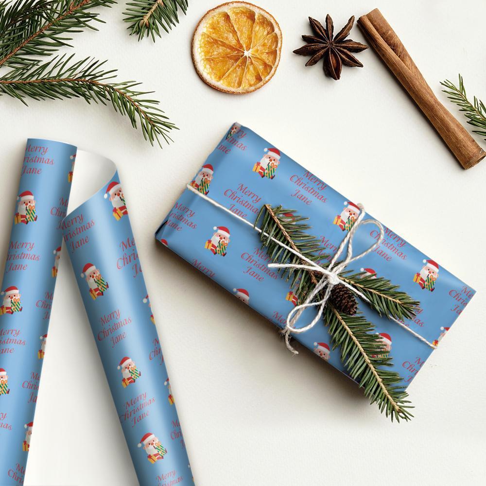 Custom Text Wrapping Paper  Christmas Gift Wrap Santa Claus