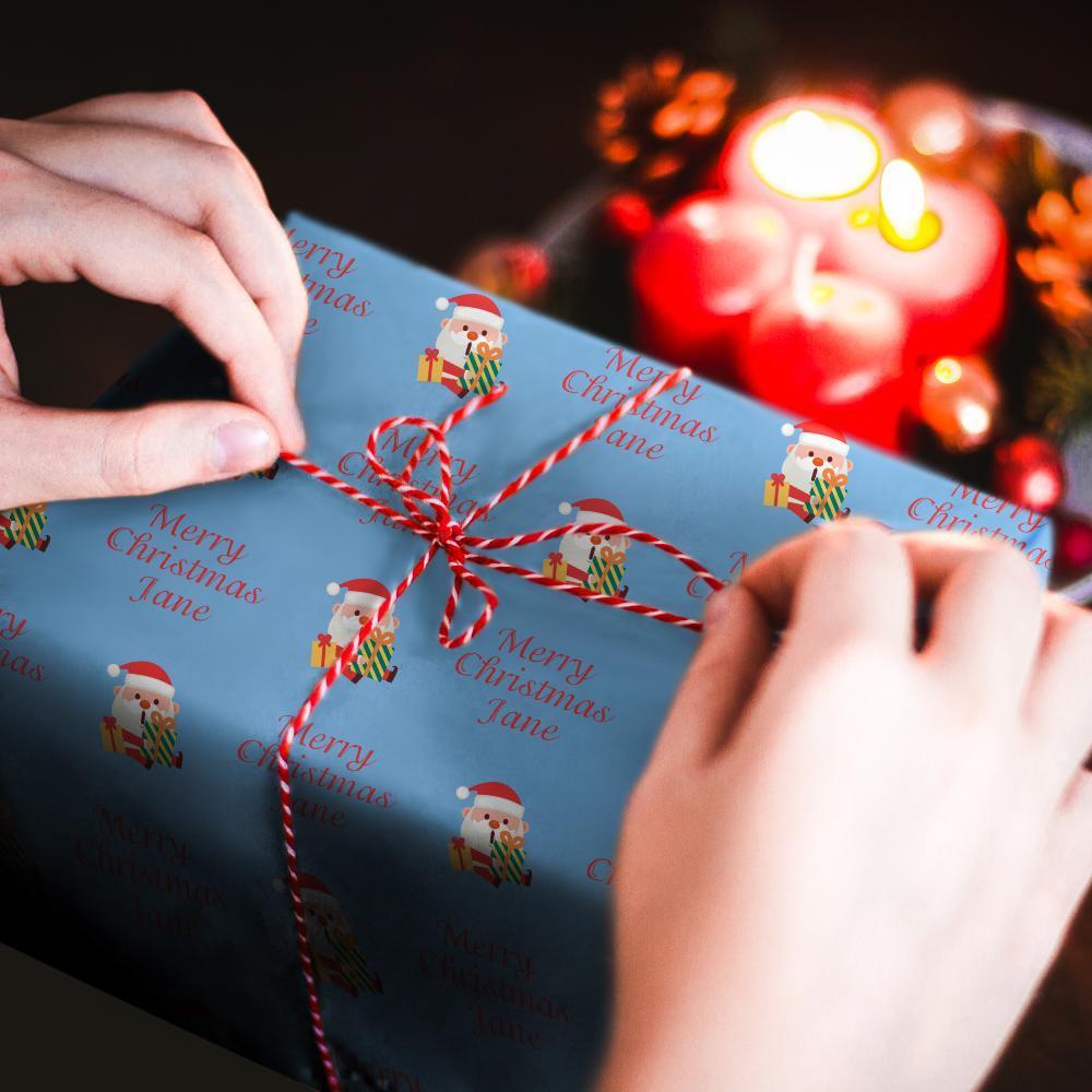 Custom Text Wrapping Paper Christmas Gift Wrap Santa Claus