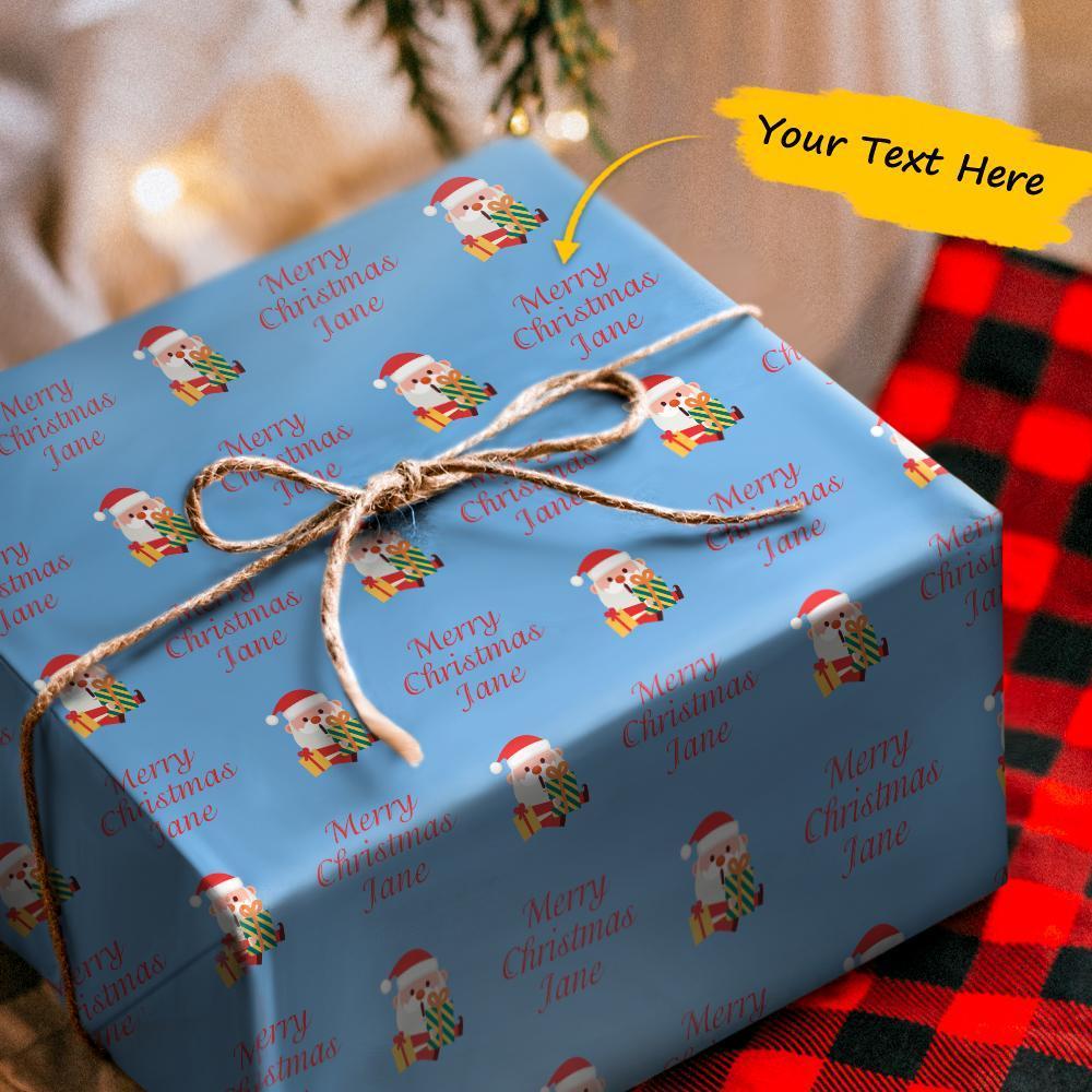 Custom Text Wrapping Paper  Christmas Gift Wrap Santa Claus