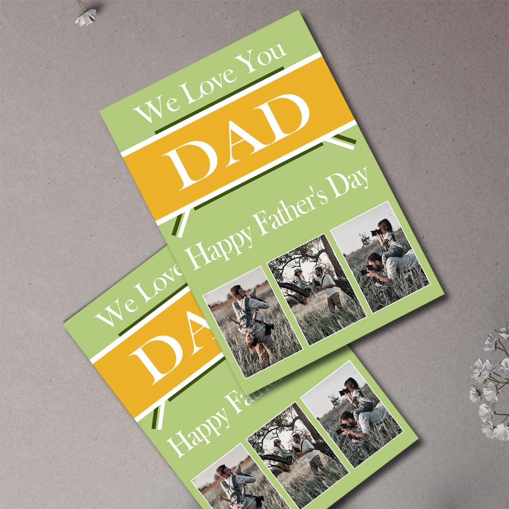Custom Greeting Card With 3 Photo Special Card Gift For Father's Day