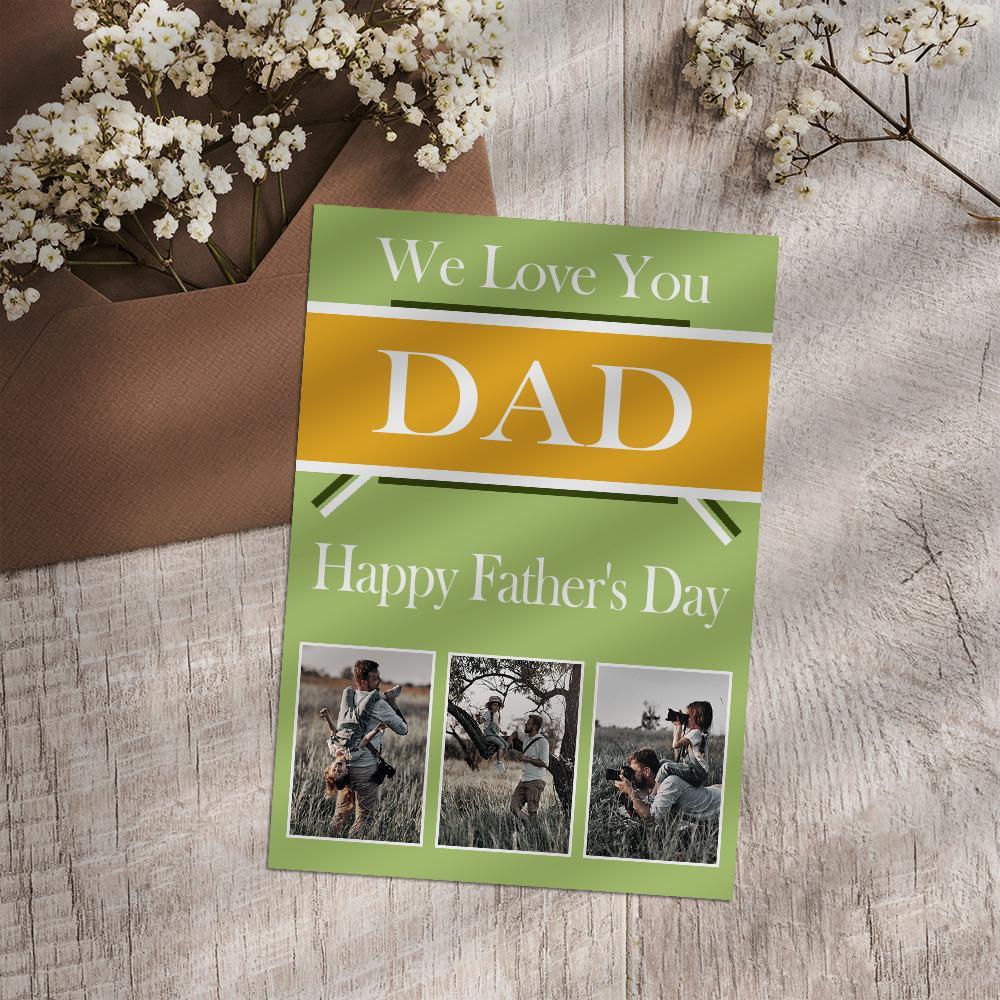 Custom Greeting Card With 3 Photo Special Card Gift For Father's Day - soufeelau