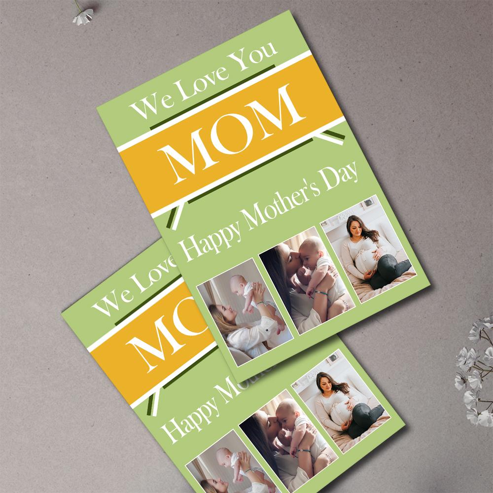 Custom Greeting Card With 3 Photo Special Card Gift For Mother's Day