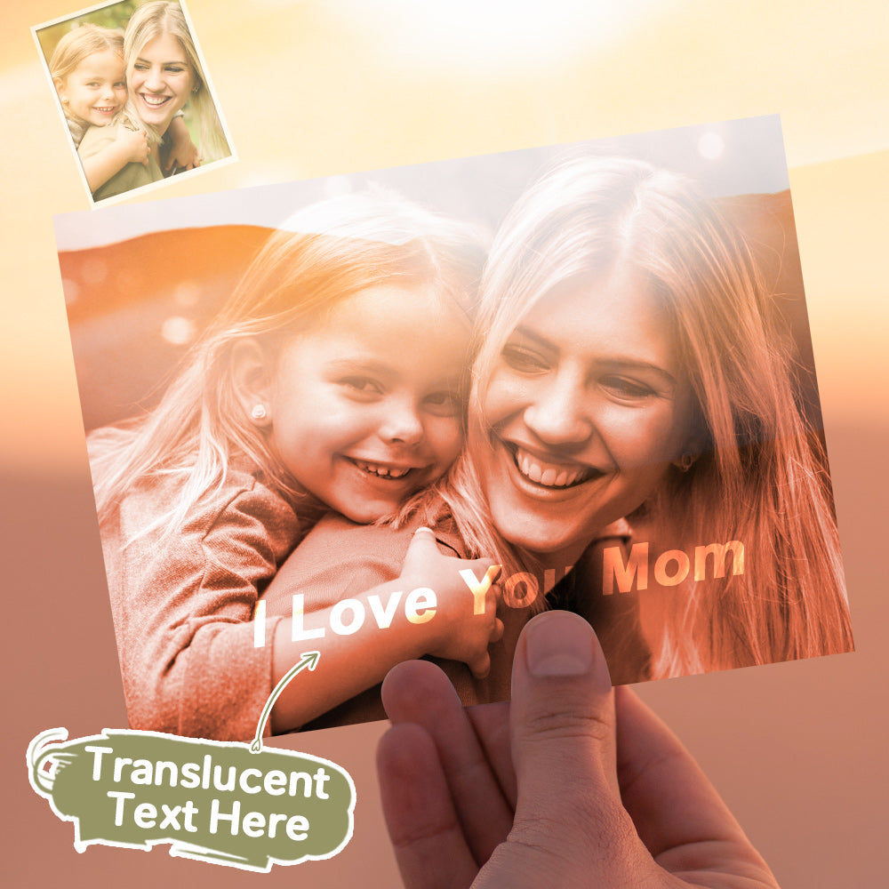 Custom Photo Engraved Card Hidden Text Greeting Card Gift for Mom