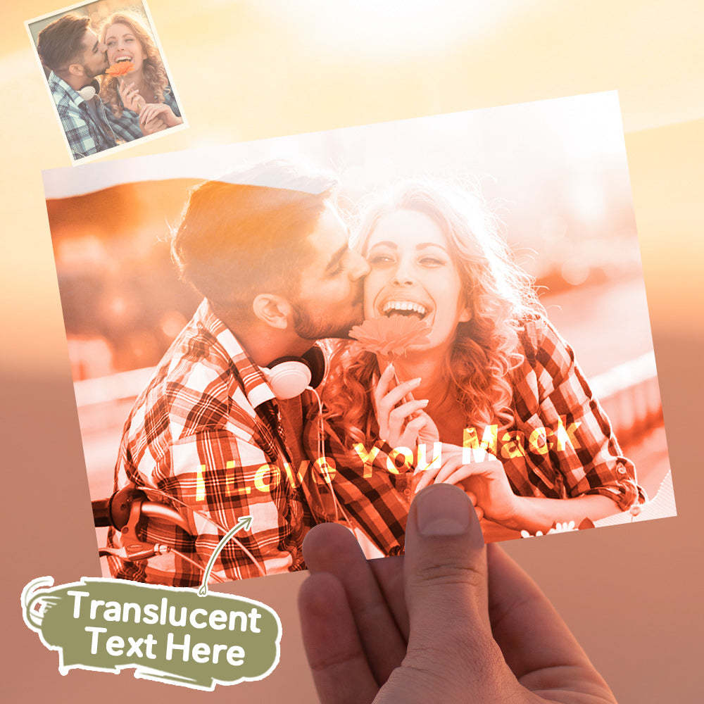 Custom Photo Engraved Greeting Card Hidden Text Card Creative Gift for Lover - soufeelau