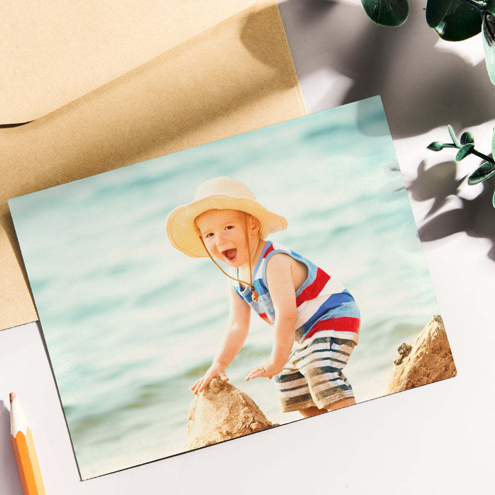 Custom Photo Hidden Text Greeting Card Cute Boy Card Gift for Child - soufeelau