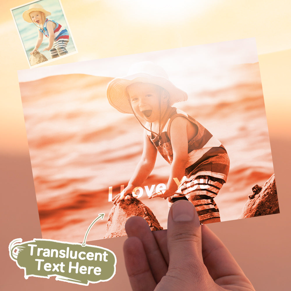 Custom Photo Hidden Text Greeting Card Cute Boy Card Gift for Child - soufeelau