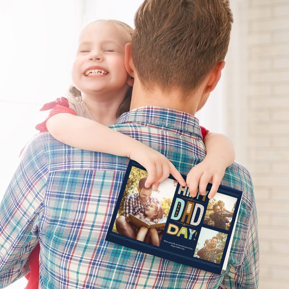 Custom Photo Greeting Card for Fathers's Day Memorial Gift - Happy Dad Day