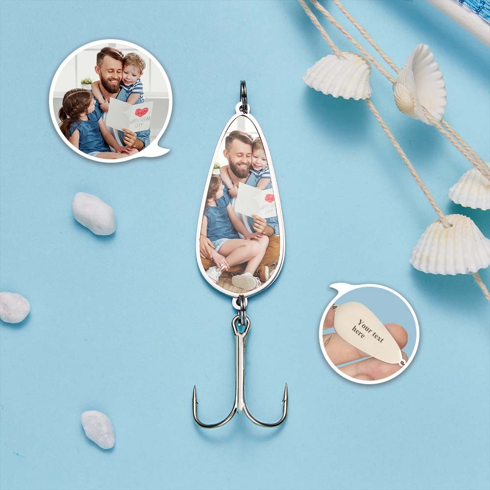 Custom Photo Engraved Text Fishing Hook Personalized Photo Fishing Lure Father's Day Gifts - soufeelau