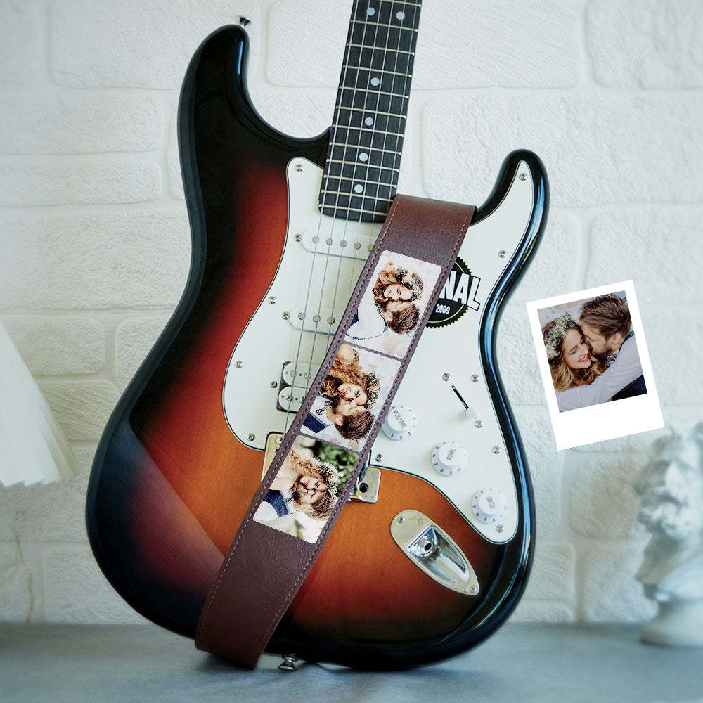 Custom Photo Guitar Strap Guitar Player Multiphoto Gifts - soufeelau