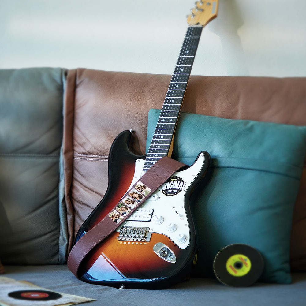 Custom Photo Guitar Strap Guitar Player Multiphoto Gifts - soufeelau