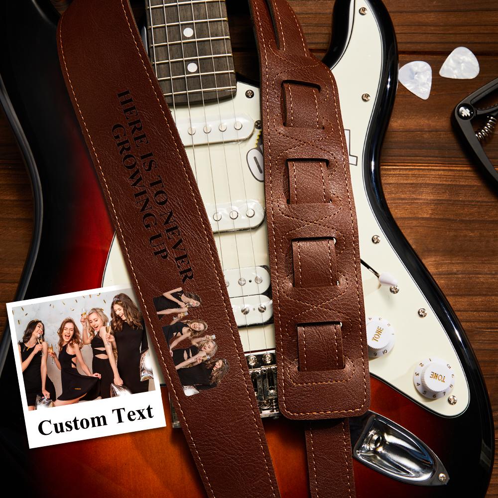 Custom Engraved Photo Guitar Strap Musician Leather Gifts