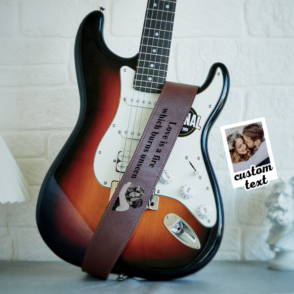 Custom Engraved Photo Guitar Strap Shadow Carving Unique Gifts - soufeelau