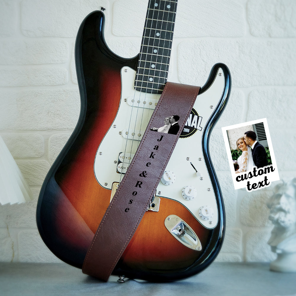Custom Engraved Photo Guitar Strap Shadow Carving Unique Gifts - soufeelau