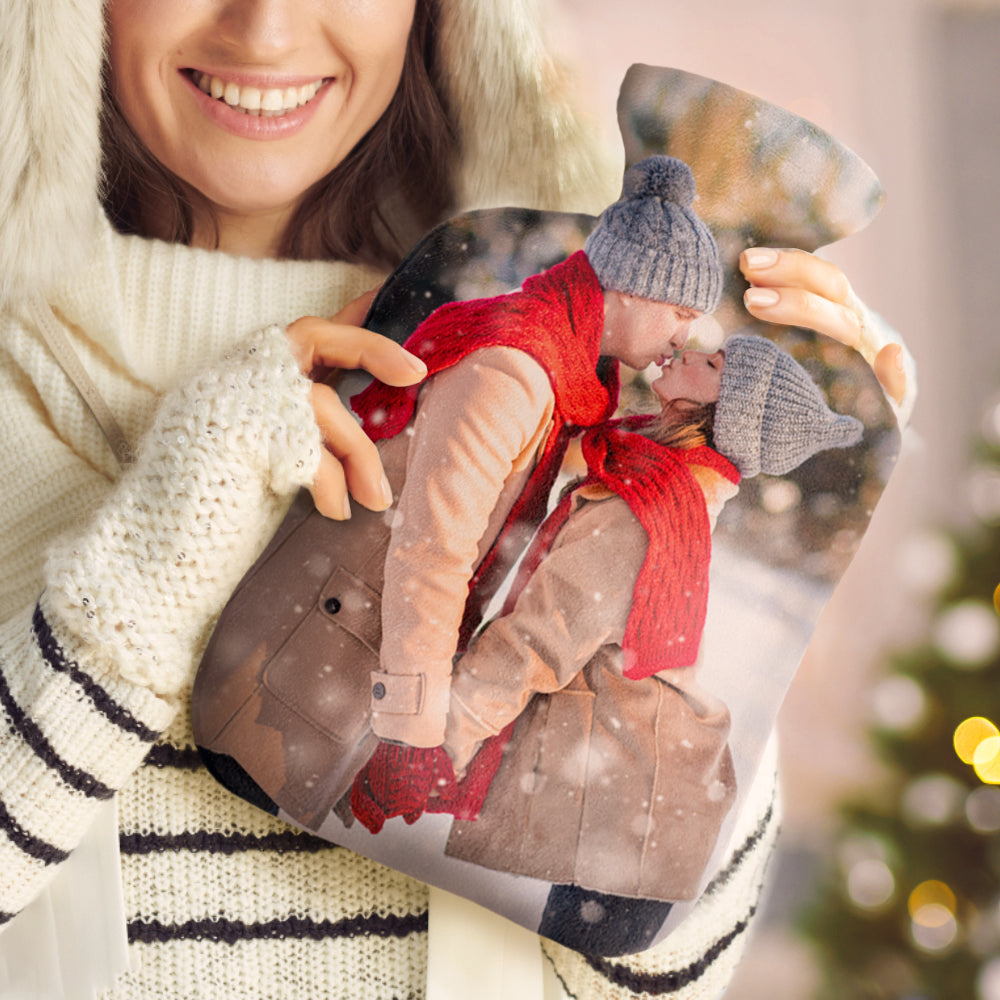 Custom Photo Hot Water Bottle Hot Compress and Cold Therapy Hot Water Bag for Winter Gifts - soufeelau