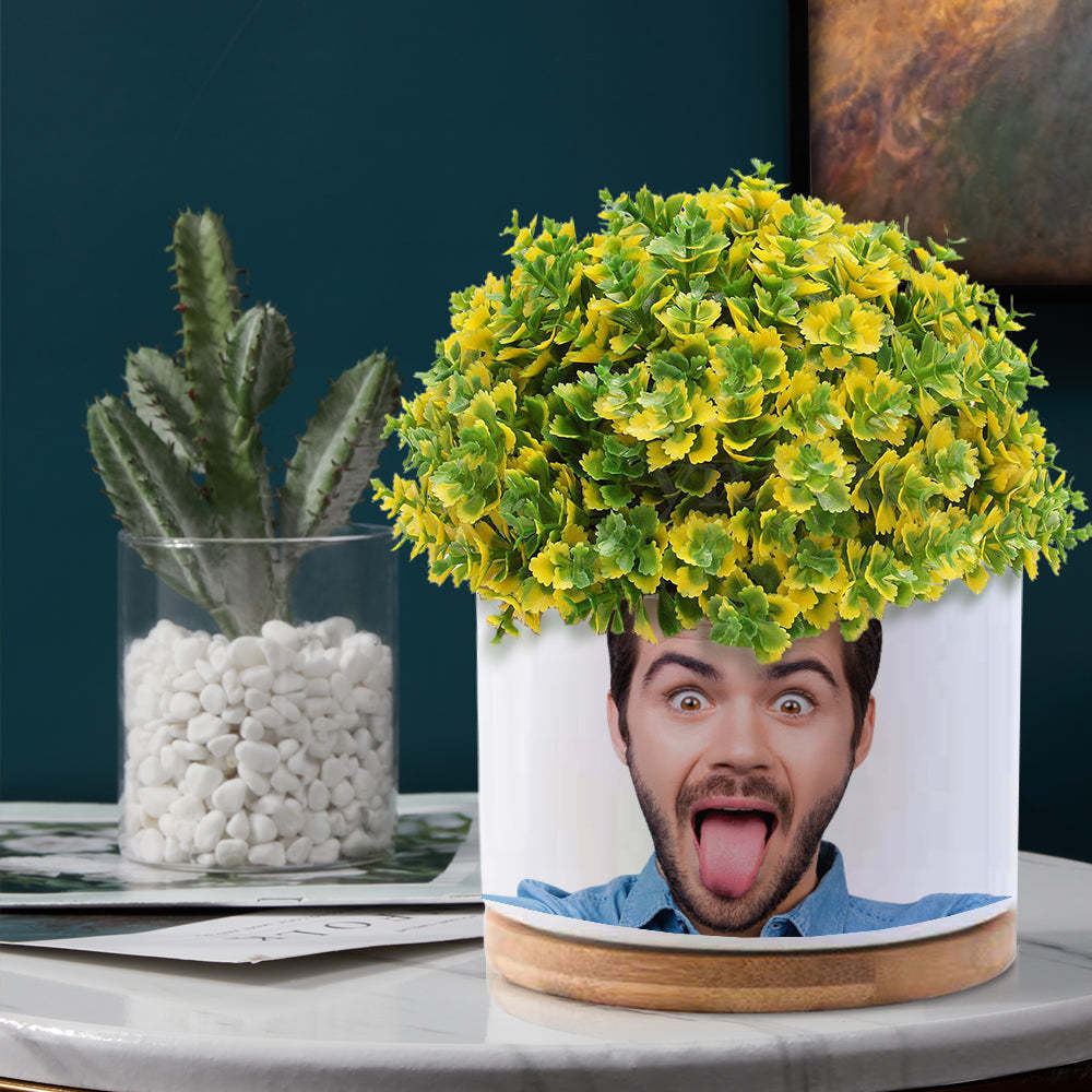 Custom Photo Flower Planter Pot Personalized Funny Ceramic Succulent Plant Pot - soufeelau