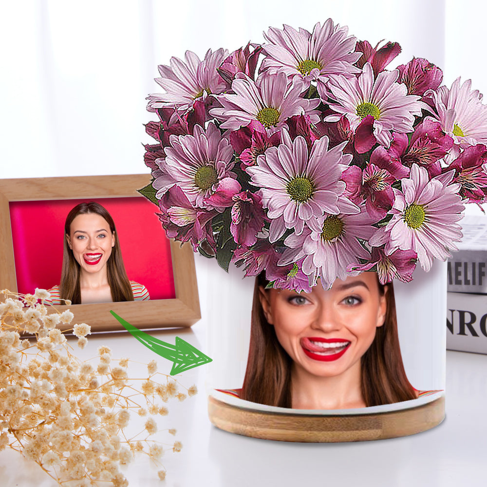 Custom Photo Flower Planter Pot Personalized Funny Ceramic Succulent Plant Pot - soufeelau