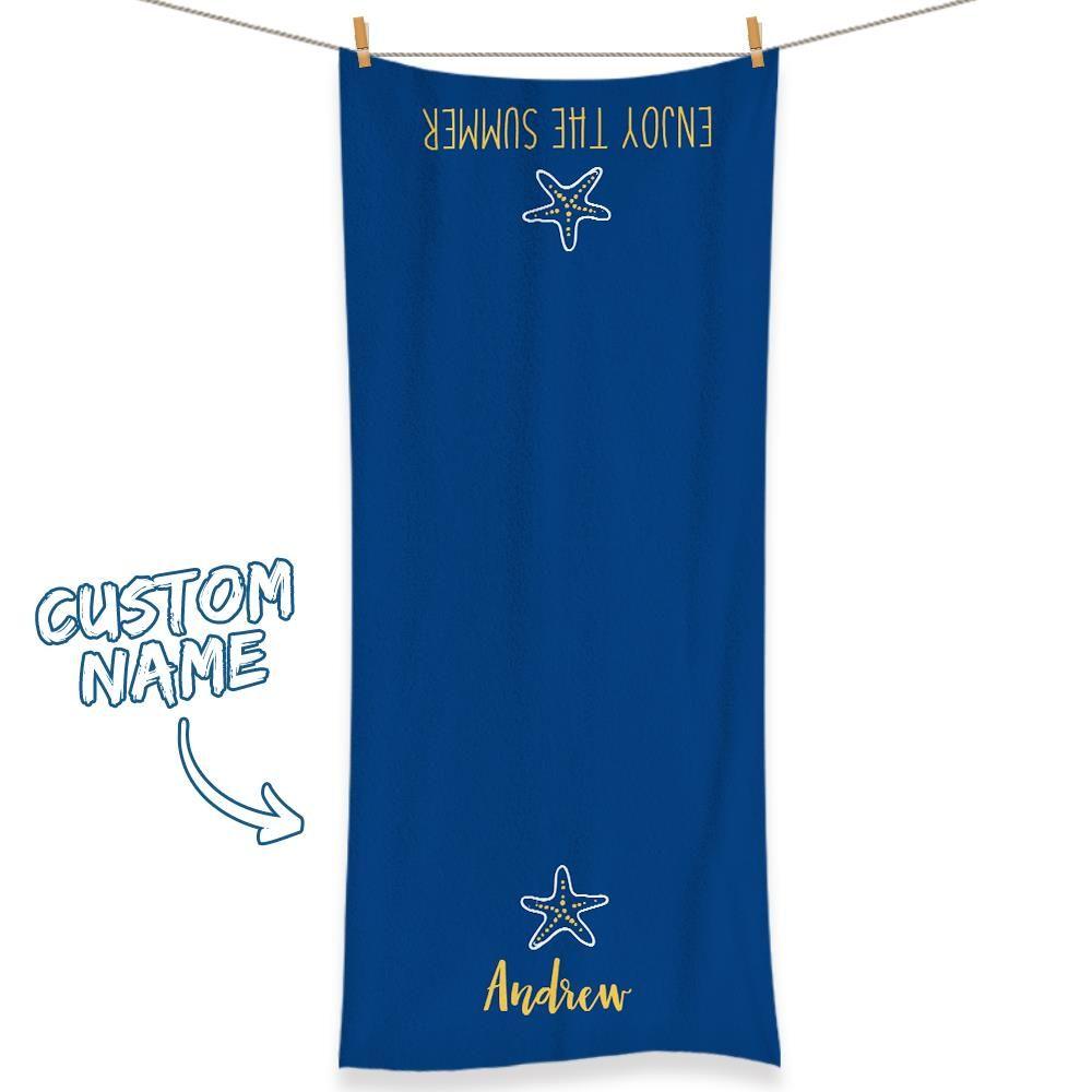 Personalised Towel Engraved with Name Blue-Christmas Gifts
