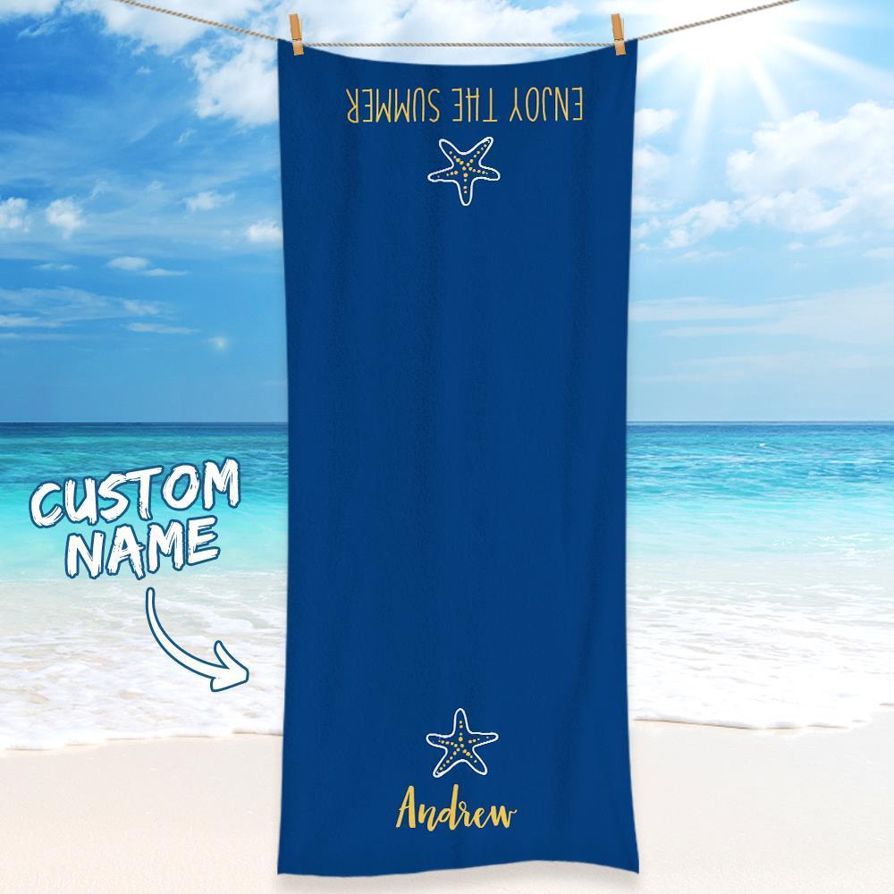 Personalised Towel Engraved with Name Blue-Christmas Gifts
